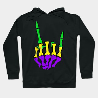 Skeleton Rock Hand Pocket Mardi Gras Bones Music Lover Band Hoodie